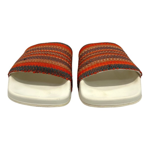 Zimmermann Beach Stripe Woven Raffia Pool Slides Red and Orange Sandals Women 39 - Picture 3 of 16